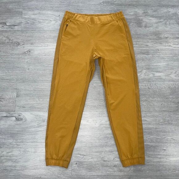 Athleta Textured Brooklyn Jogger Women’s 10 Mustard Lightweight Athleisure Pant - Picture 3 of 12